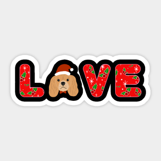 Christmas Love Puppy With Santa Hat Sticker